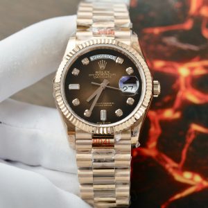 Rolex Daydate mặt số chocolate cọc số baguette 69 bản rep 1-1