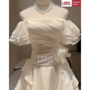 LORIS – Xumi Dress Off-Shoulder Organza Dress with Floral Tag – Soft, Dreamy & Romantic