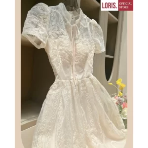 LORIS – Oley Dress High-Neck Lace Long Dress – Elegant & Feminine