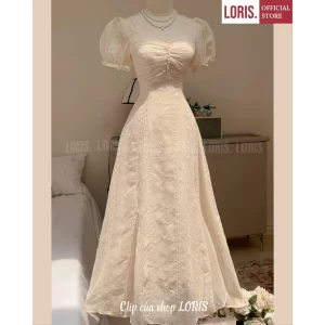 LORIS – Manila Dress Puff-Sleeve Long Dress – Elegant & Effortless for Everyday Outings