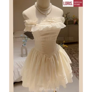 LORIS – Kano Dress Off-Shoulder Pearl-Embellished Flared Dress