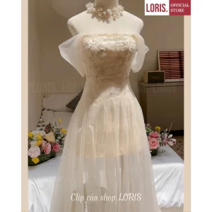 LORIS – Luna Dress Off-Shoulder Lace Flare Maxi Dress – Timelessly Elegant & Feminine